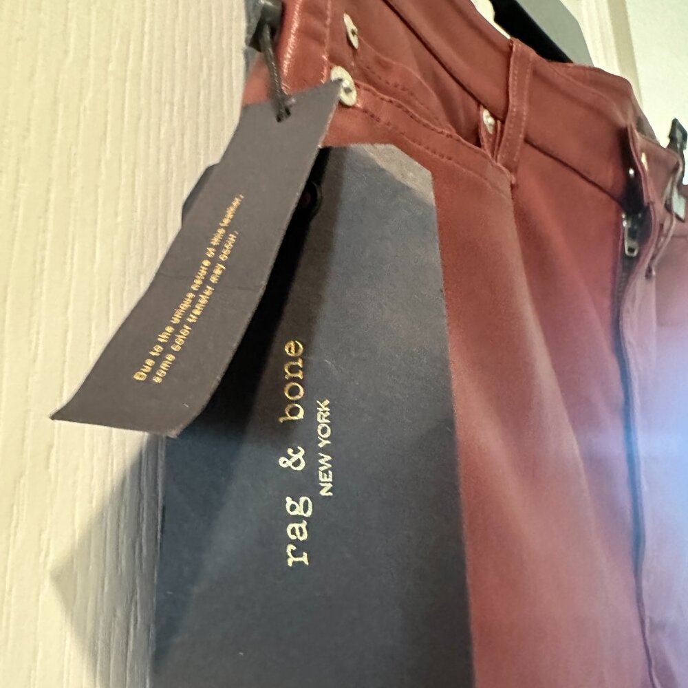 Rag n Bone Leather Pants Reddish-Brown size 32 - Picture 8 of 11